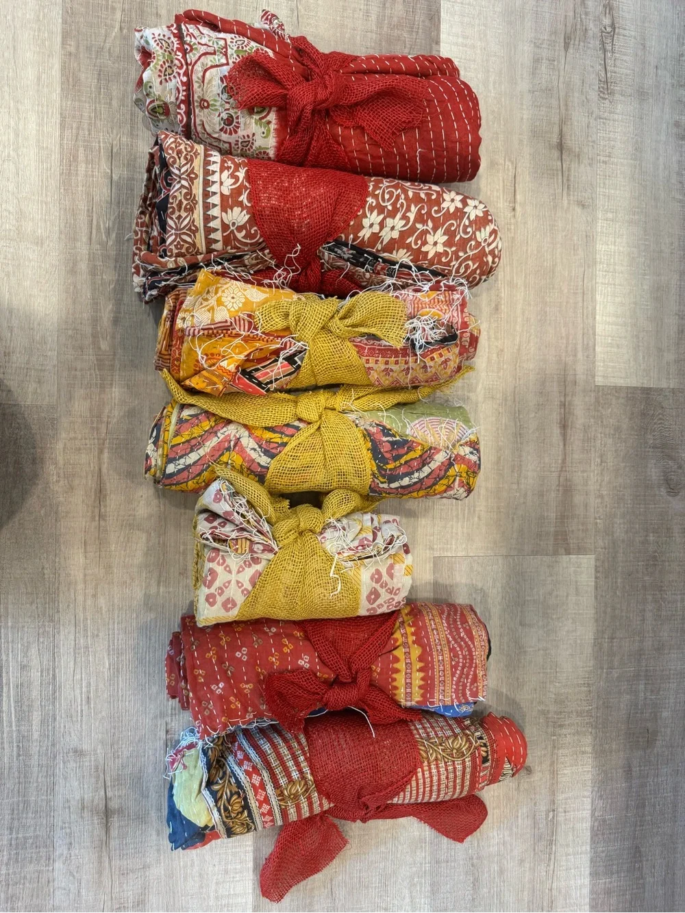 Vintage Kantha Quilt Throw- Hand Stitched from Sari Quilt - Multiple patterns